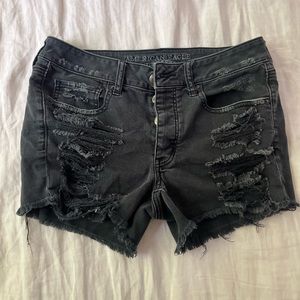 American Eagle Tomgirl Distressed Black Demin Shorts
